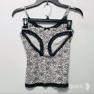 2 pcs Soft Leopard Lace Trim Sleepwear Set